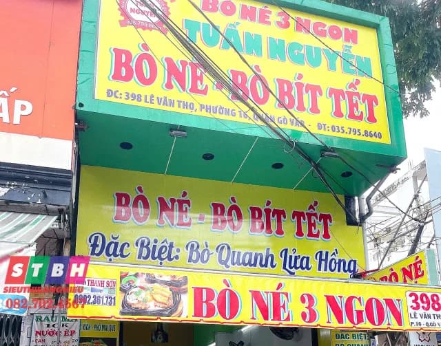 Thi công bảng hiệu Bò Né 3 Ngon tại Lê Văn Thọ, Quận Gò Vấp