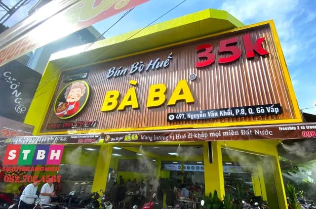 Thi công bảng hiệu bún bò huế Bà Ba tại Nguyễn Văn Khối, Quận Gò Vấp, góc nhìn khác