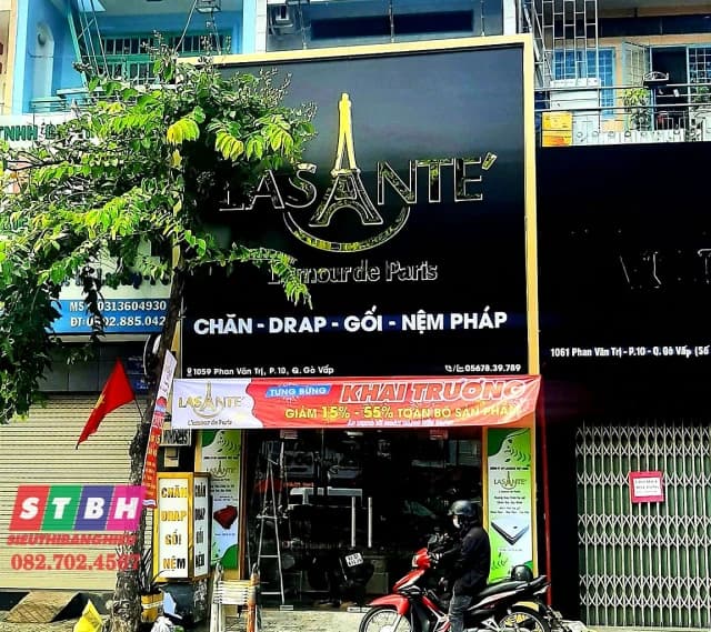 Bảng hiệu Lasanté chăn drap gối nệm phong cách Pháp tại Quận Gò Vấp