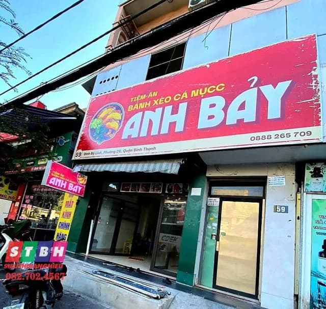 Thi công bảng hiệu bánh xèo Anh Bảy taị Quận Bình Thạnh