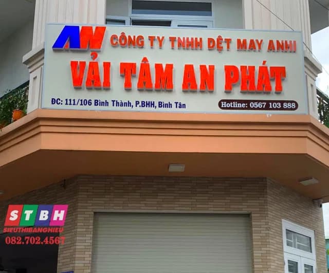 Thi công bảng hiệu Vải Tâm An Phát tại Bình Thành, Quận Bình Tân