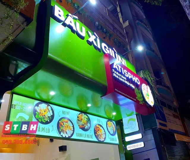 Hệ bảng menu hộp đèn quán Bấu Xì Giùn Atispho Quận 5