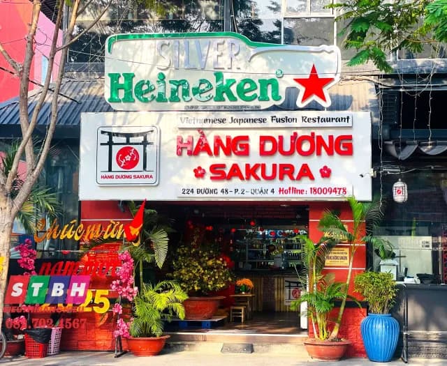 Thi công bảng hiệu Hàng Dương Sakura tại Đường 48, Quận 4