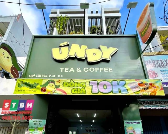 Thi công bảng hiệu ÚnDy Tea & Coffee tại Tôn Đản, Quận 4