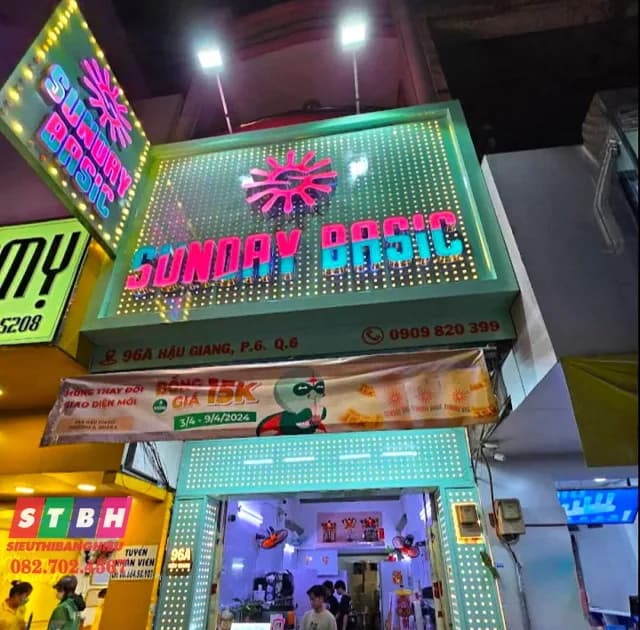 Thi công bảng hiệu Sunday Basic tại Quận 6