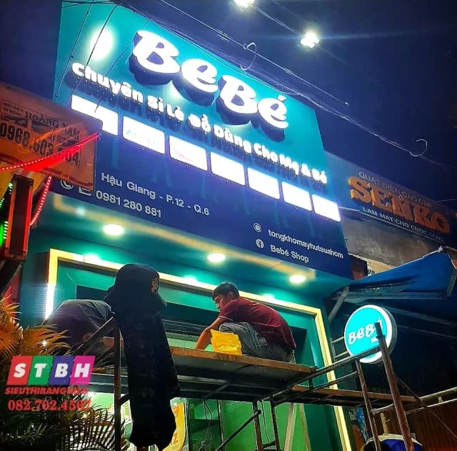 Thi công bảng hiệu Shop Be Bé tại Quận 6