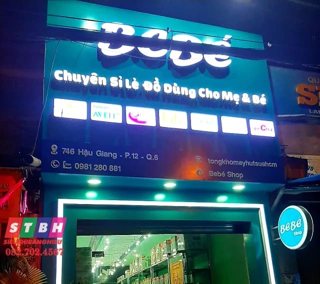Thi công bảng hiệu Shop Be Bé tại Hậu Giang, Quận 6