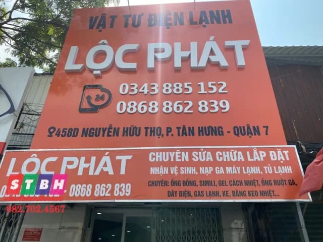 Thi công bảng hiệu vật tư điện lạnh Lộc Phát tại Quận 7