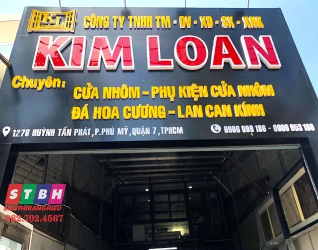 Thi công bảng hiệu cửa nhôm Kim Loan tại quận 7