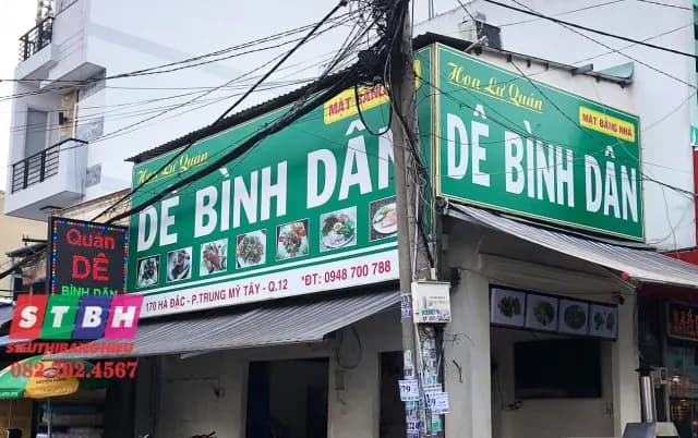 Thi công bảng hiệu Dê Bình Dân tại Quận 12