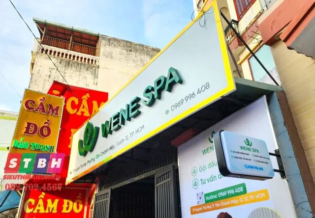 Thi công bảng hiệu Wene Spa tại Quận 12